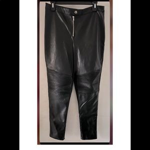 Faux Leather Pants with Biker Knee Detail